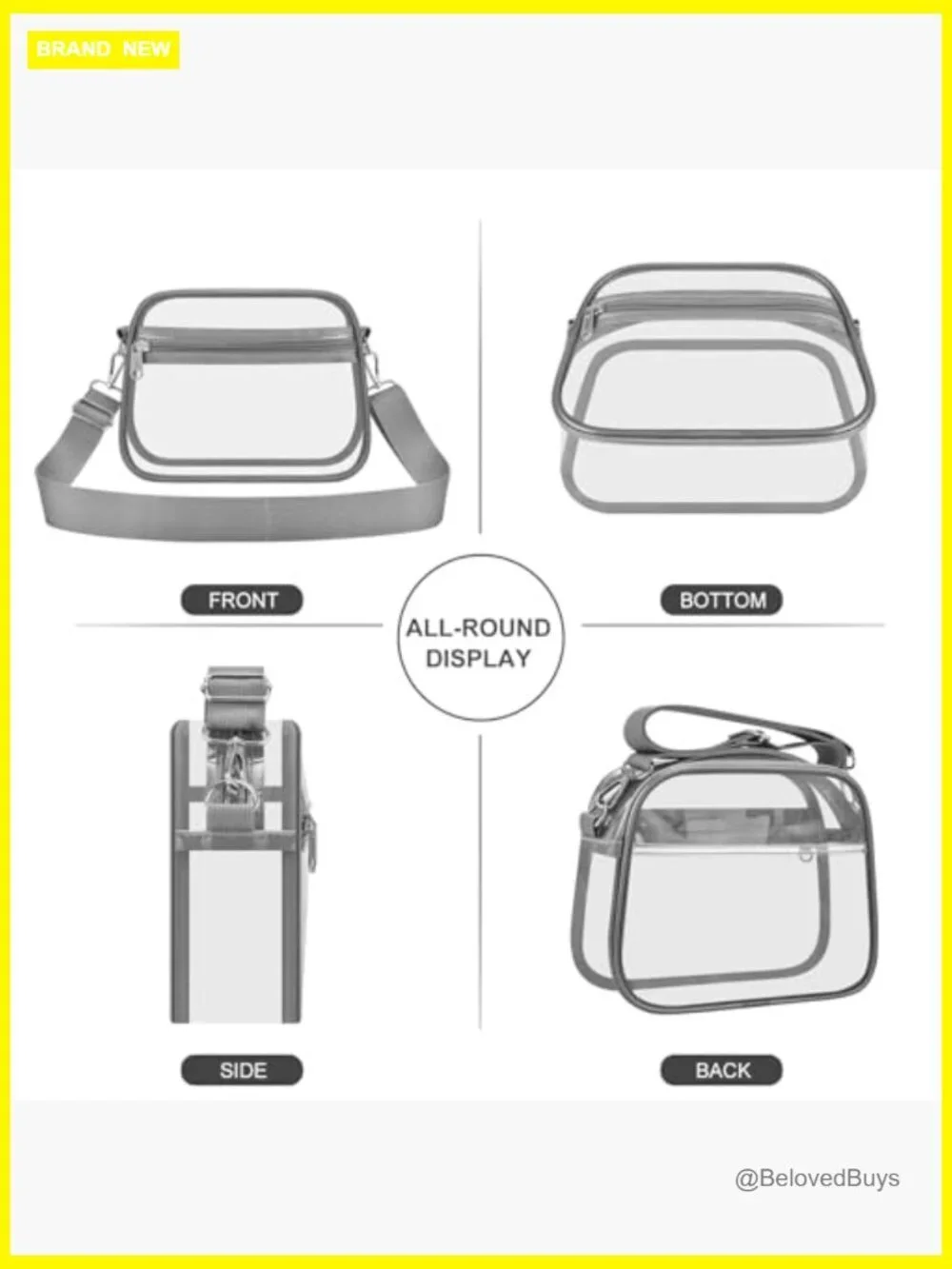 Stadium Approved Clear Crossbody Bag with Adjustable Strap for Concerts